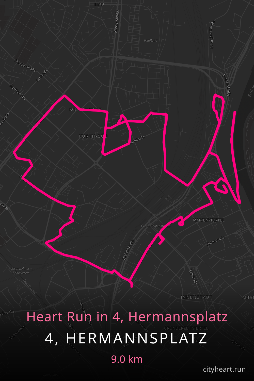 Heart-shaped running route in 4, Hermannsplatz, 9.9 km — GPS art for Strava