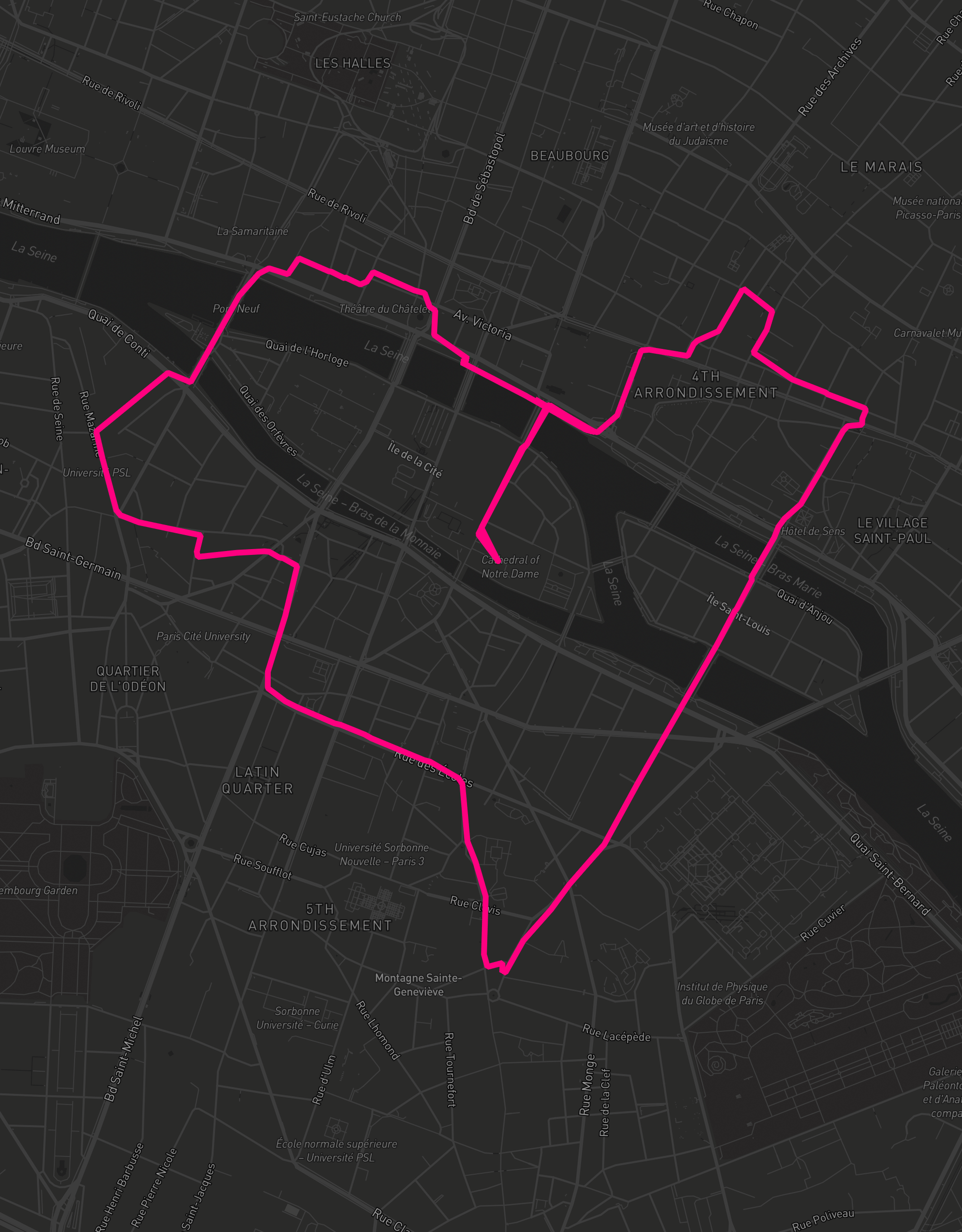 Heart-shaped running route in Paris, 7.6 km — GPS art for Strava