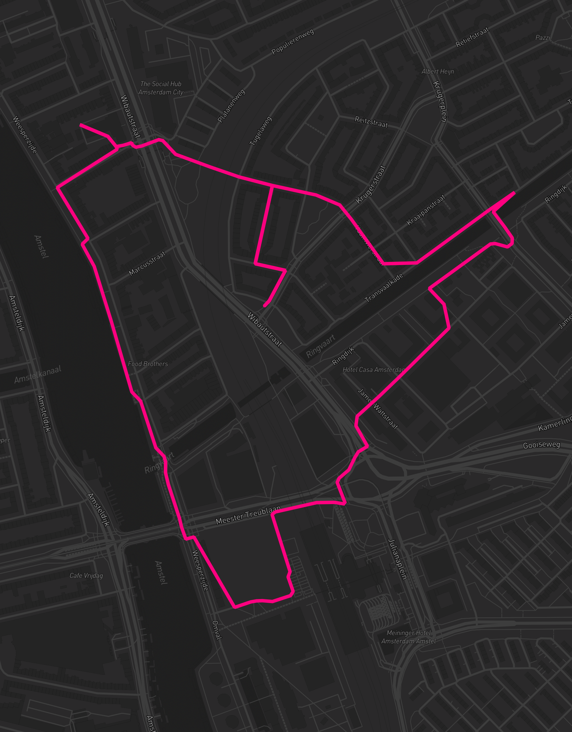 Heart-shaped running route in Amsterdam, 3.8 km — GPS art for Strava