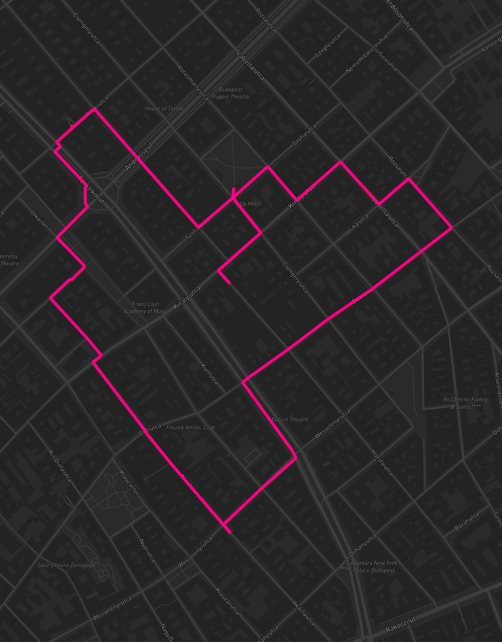 Heart-shaped running route in Budapest, 3.7 km — GPS art for Strava